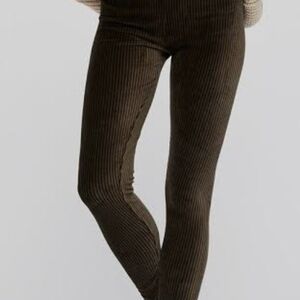 Free People Blue Velvet Striped High Waist Pants